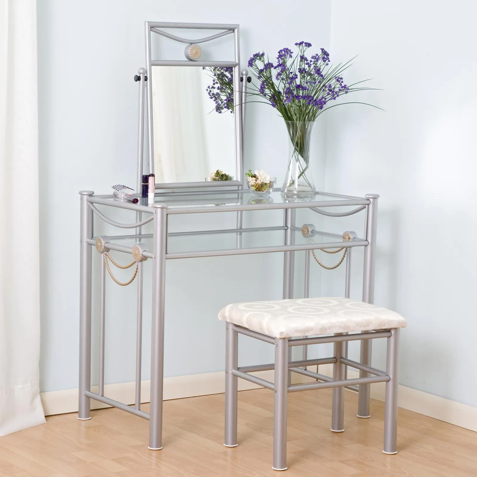 glass makeup vanity table