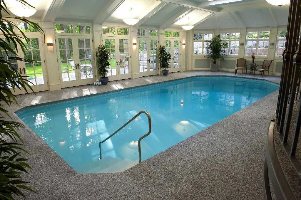 indoor swimming pool and arbor